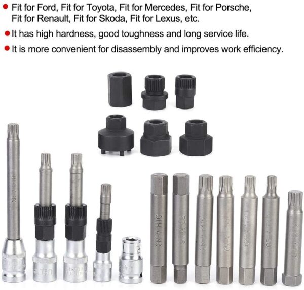 Puntas Dados Extractor Poleas Alternador 18 Pcs Universal - Imagen 8