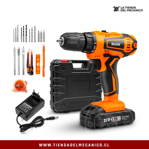 Kit Taladro Destornillador Inalámbrico 21V + Batería y Herramientas Complementarias - Imagen 2