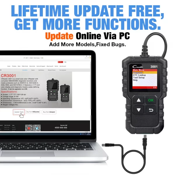 Scanner Launch CR3001 para Automóvil OBD II Multimarcas - Imagen 2