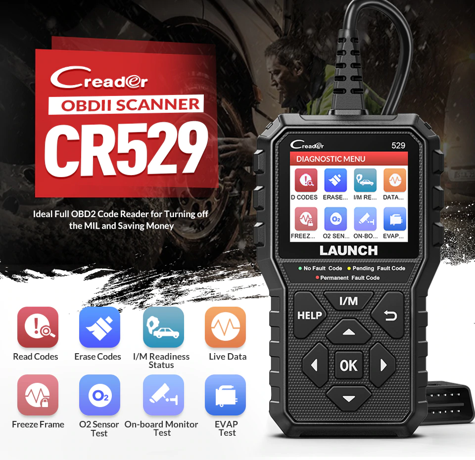 Creader 3001 obd2 - Lector de código de falla del motor del escáner LAUNCH  Creader 3001, compatible con sensor O2, actualización gratuita de por vida