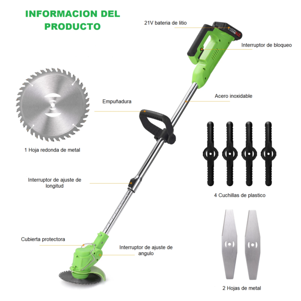 Cortacésped eléctrico con batería de iones de litio recargable