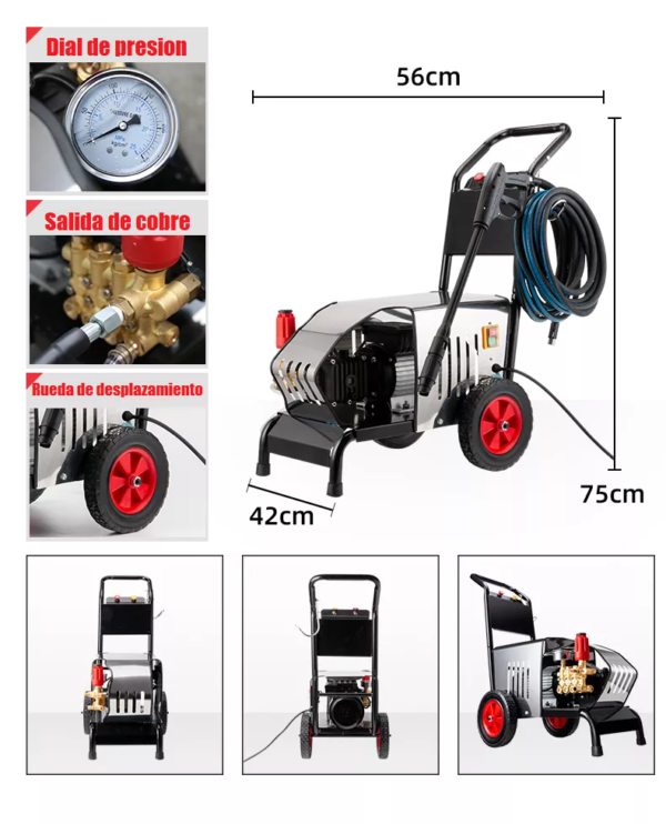 Hidrolavadora eléctrica industrial de alta presión 2000W 3700 PSI - Imagen 2