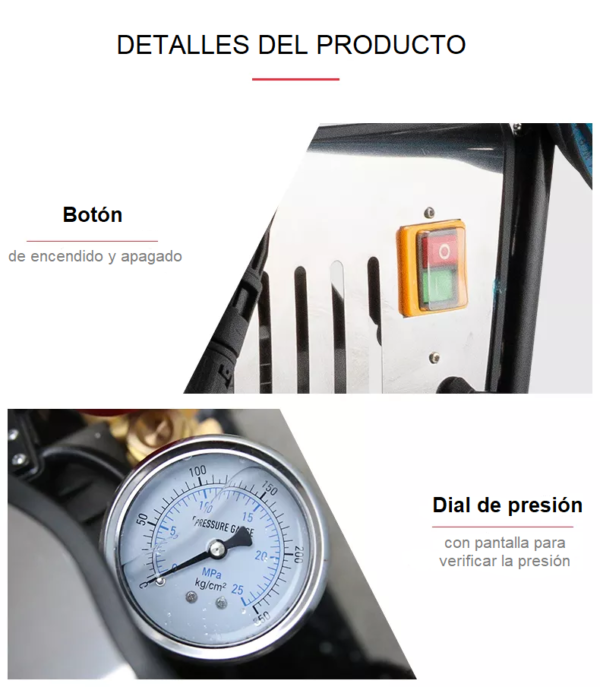 Hidrolavadora eléctrica industrial de alta presión 2000W 3700 PSI - Imagen 3
