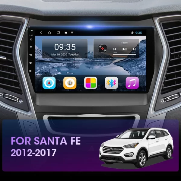 Radio Auto Pantalla Touch Bluetooth 2 Din para Hyundai Santa Fe 3 2012-2017