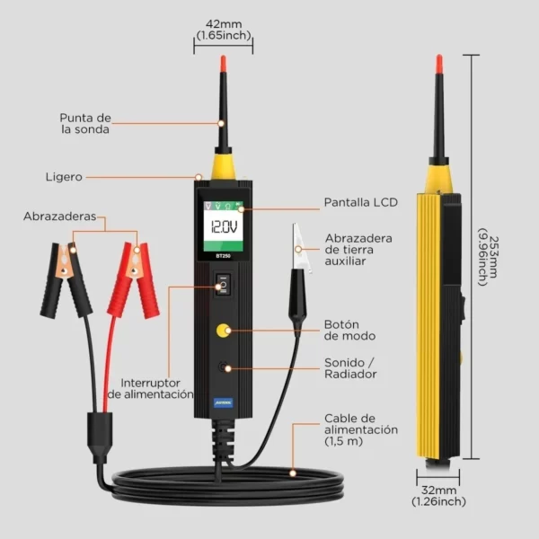 Probador de circuito eléctrico BT250 AUTOOL Punta lógica - Imagen 3