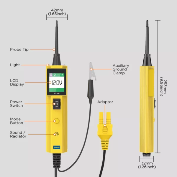 Probador de circuito eléctrico BT260 AUTOOL Punta lógica - Imagen 3