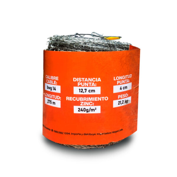 Alambre Púas Galvanizado Matinz Metal Calibre BWG 14 (2,00mm) 275m largo - Imagen 4
