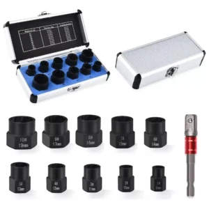 Set Dados Extractor de Pernos y Tuercas Rodadas 9mm a 19mm