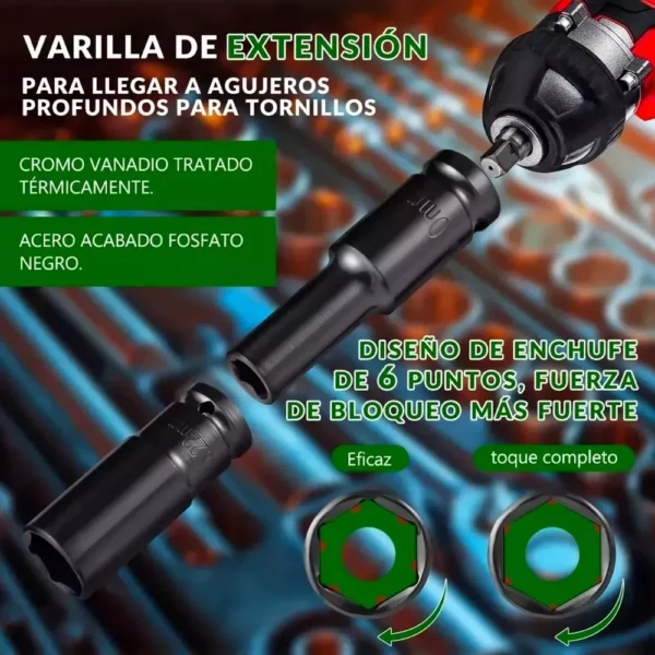 Set de Dados de Impacto 1/2 10 Piezas de 10mm a 24mm