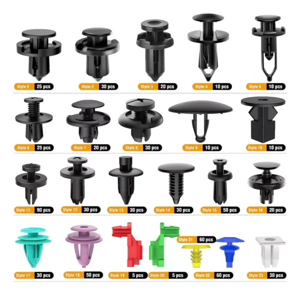 Kit 725 Clip Broche Retención Plástico Auto Lata Tapabarro