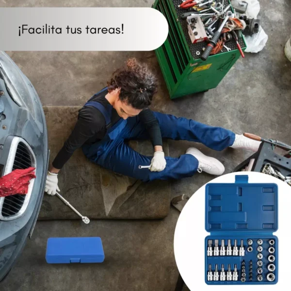 Juego Dados Torx Estrella 3/8 Hembra Macho 34 Pcs