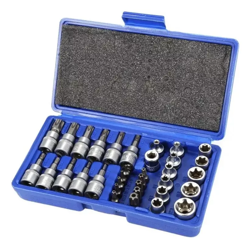 Juego Dados Torx Estrella 3/8 Hembra Macho 34 Pcs
