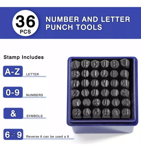 Numeros y Letras de Golpe 8mm 36 Piezas