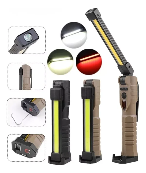 Linterna LED de Trabajo Recargable Plegable con Imán 360°