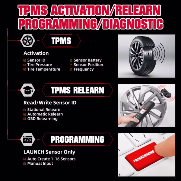 LAUNCH X431 TSGUN-Herramienta Profesional TPMS para Diagnóstico de Presión de Neumáticos - Imagen 5