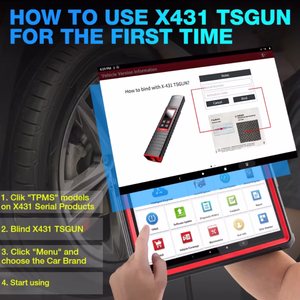 LAUNCH X431 TSGUN-Herramienta Profesional TPMS para Diagnóstico de Presión de Neumáticos - Imagen 3