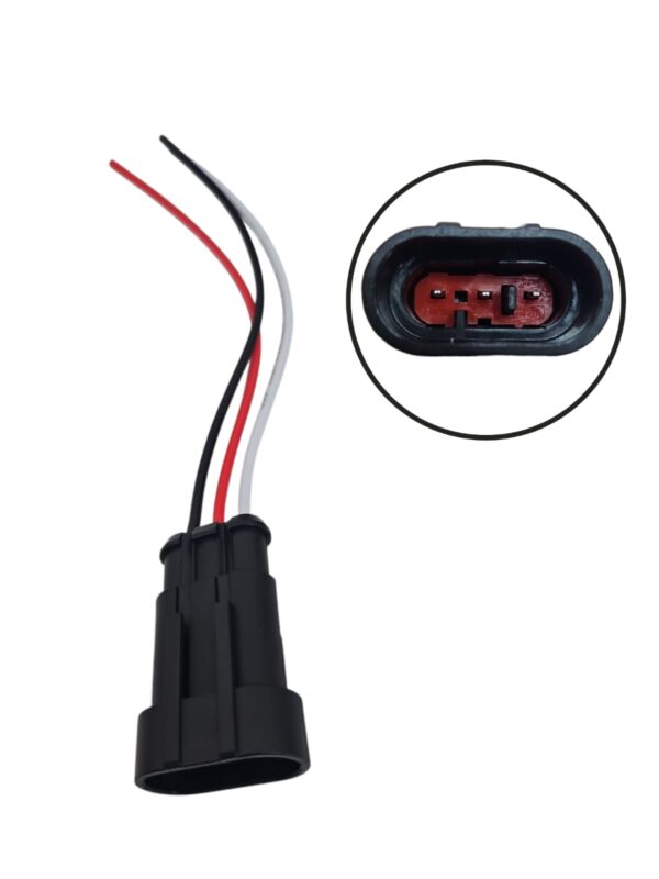 Conector Automotriz 3P Macho Impermeable – AMP 282105-1 con Cables 15cm (18AWG)