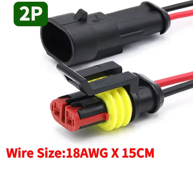 Conector Impermeable Automotriz 2P Macho-Hembra 15cm (18AWG)