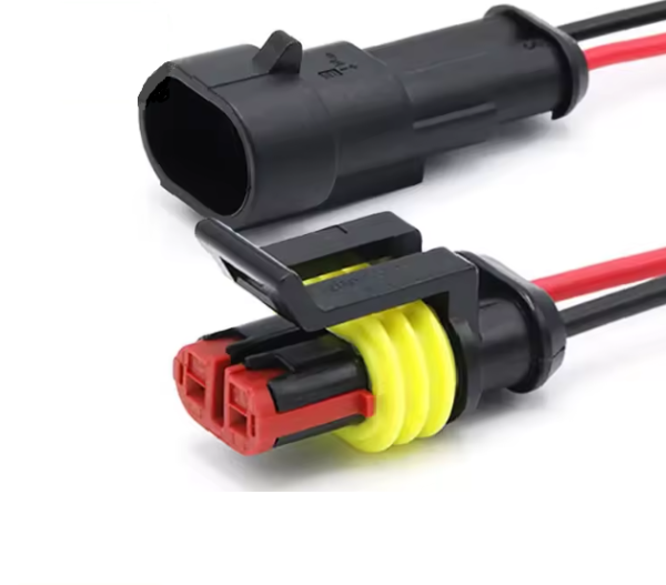 Conector Impermeable Automotriz 2P Macho-Hembra 15cm (18AWG)