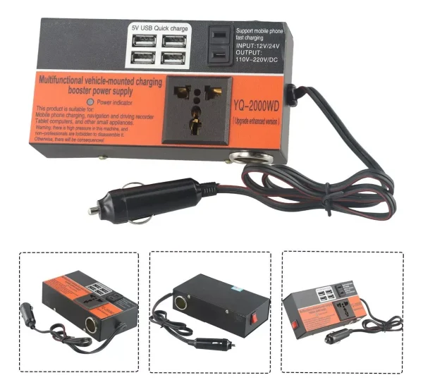 Inversor de Voltaje Bisutime BS-5209 2000W – 12V a 220V CA