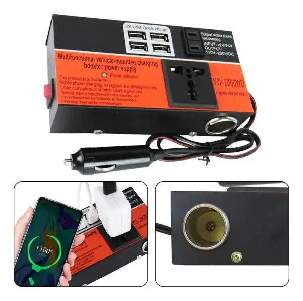 Inversor de Voltaje Bisutime BS-5209 2000W – 12V a 220V CA