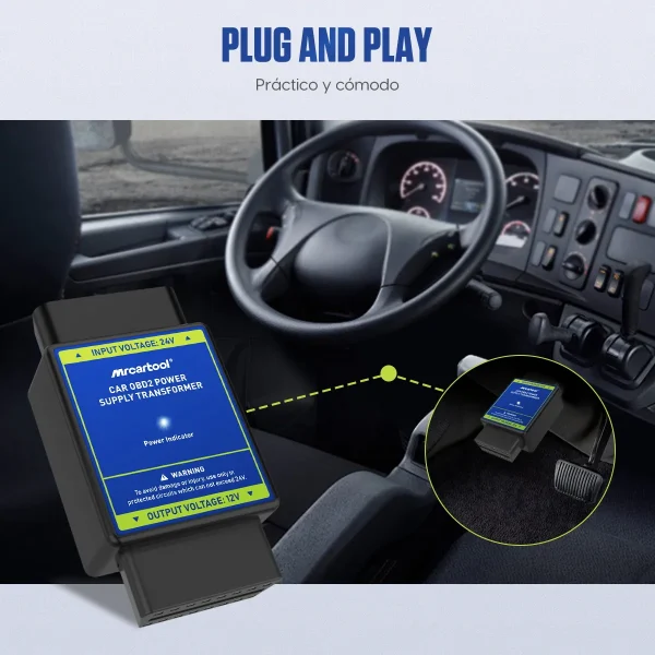 Convertidor Inversor de Voltaje para Scanner de Diagnóstico Pesado OBD 12V a 24V - Imagen 3