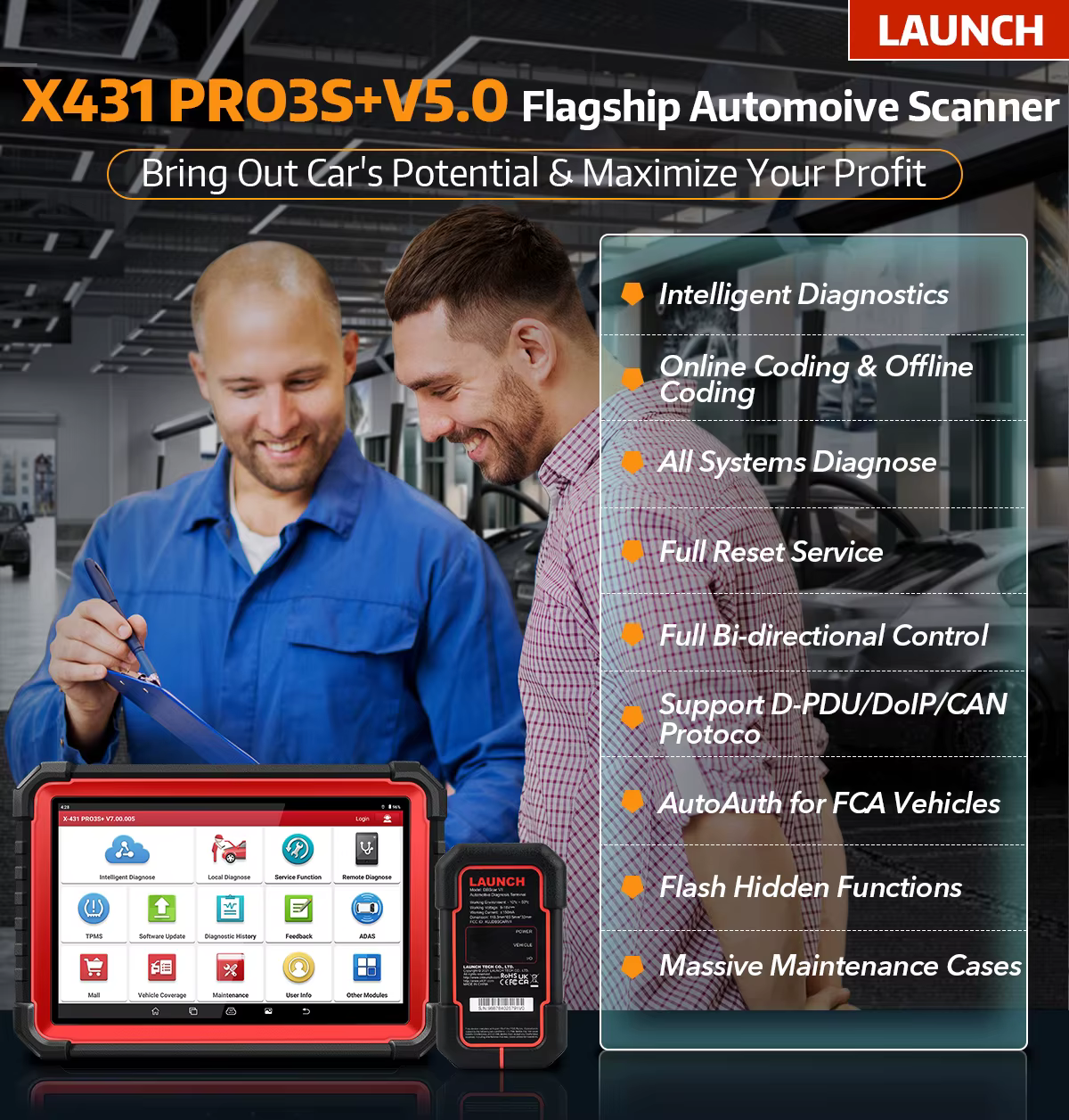 Scanner Automotriz Profesional LAUNCH X431 PRO3S+ V5.0 | Topología | 55+ Servicios | CAN FD | VAG Guided | AutoAuth FCA SGW - Imagen 8